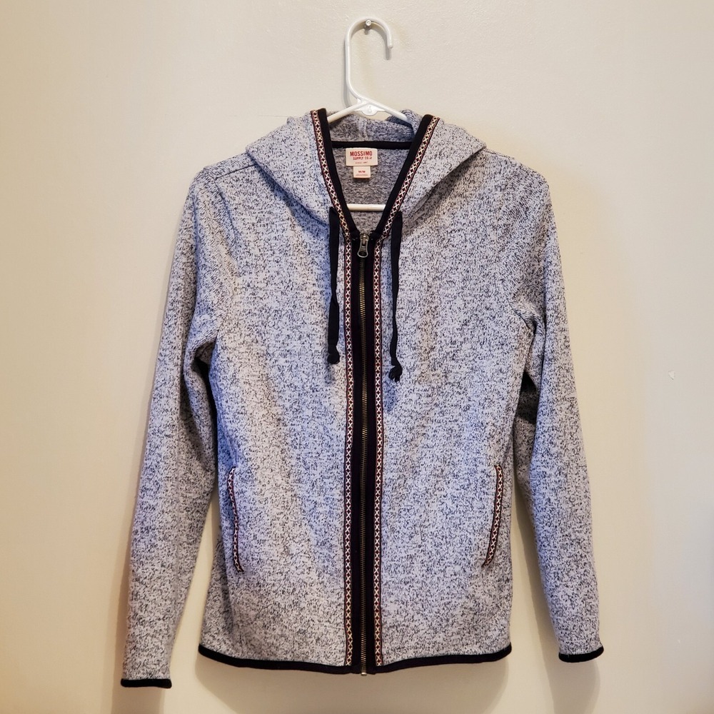 Mossimo Womens Coat Jacket Medium Grey Hooded Full Zip Pockets F16751276